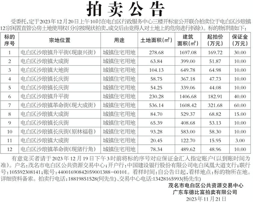 拍卖公告