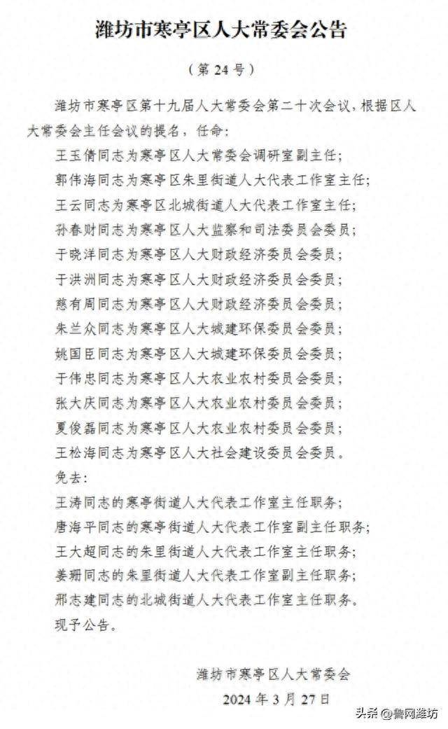 潍坊最新人事任免
